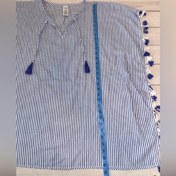 Striped Blue and White Swim Cover-Up Size Medium Summer Beach Lightweight Lounge - Picture 5 of 7